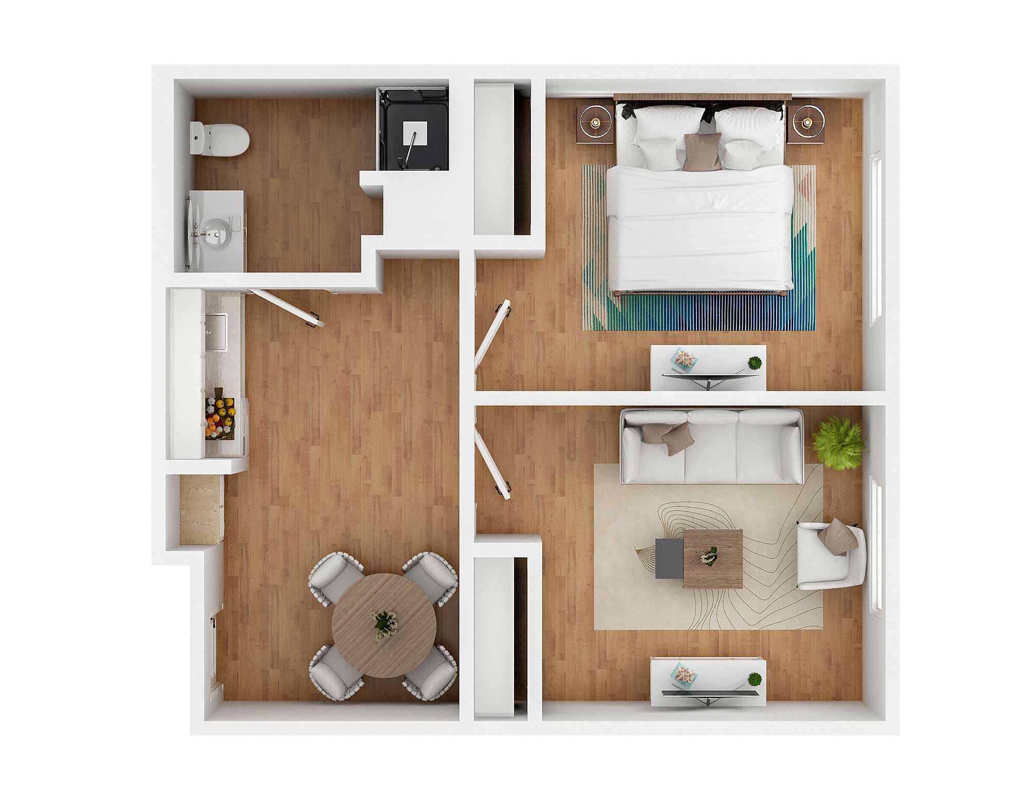 1-Bedroom Junior Suite Floor Plan at Sundale Senior Living in Huntsville, TX